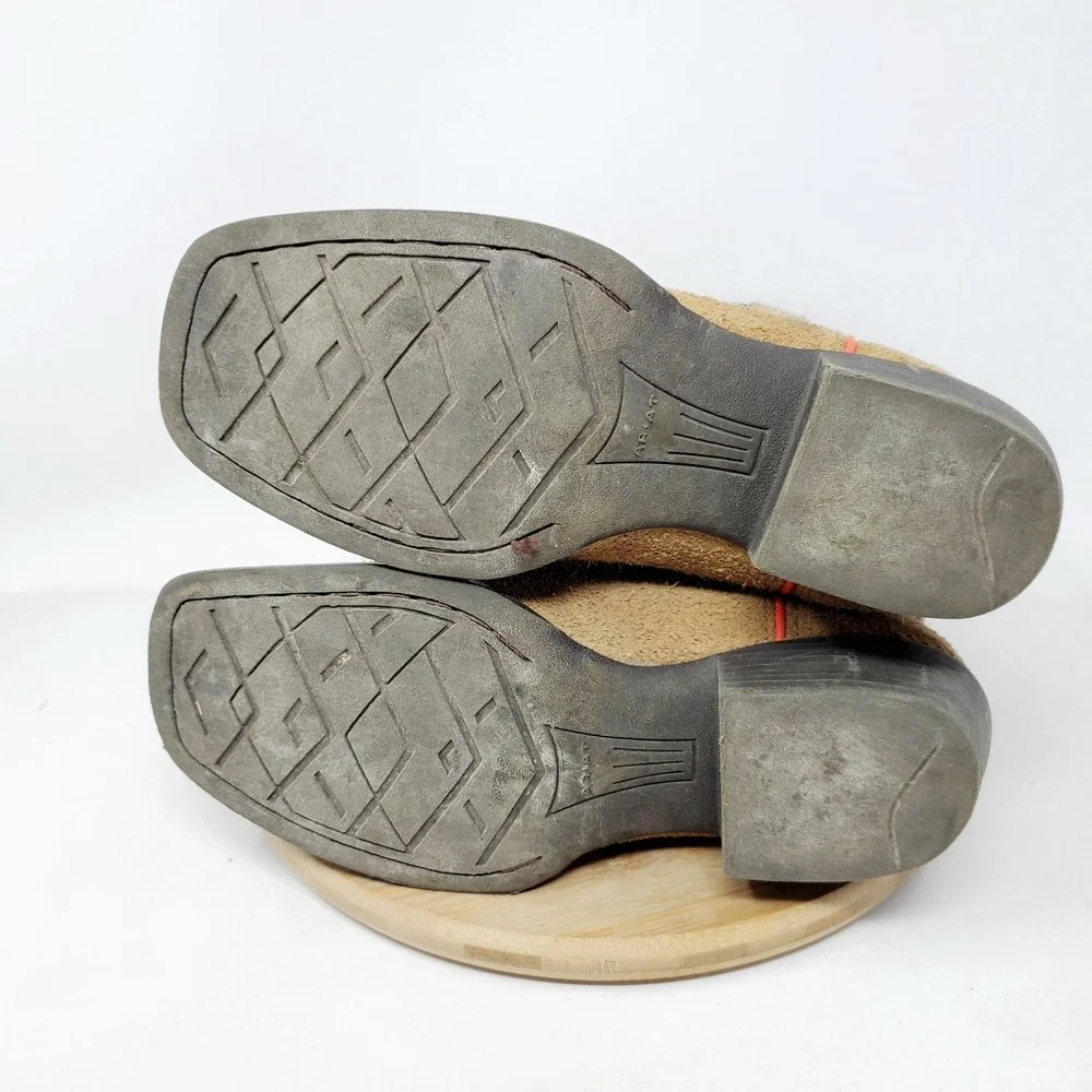Ariat‎ Derby Monroe Boots Kids 3 Western Roughout Square Toe Boys Girls Shoes